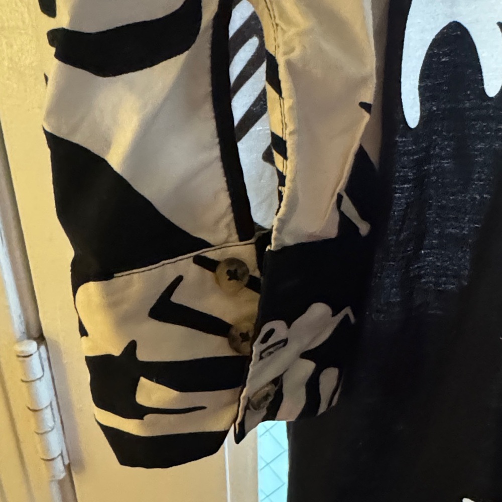 Maeve Black & cream Abstract Long Button-Up Duster XL - Picture 2 of 4
